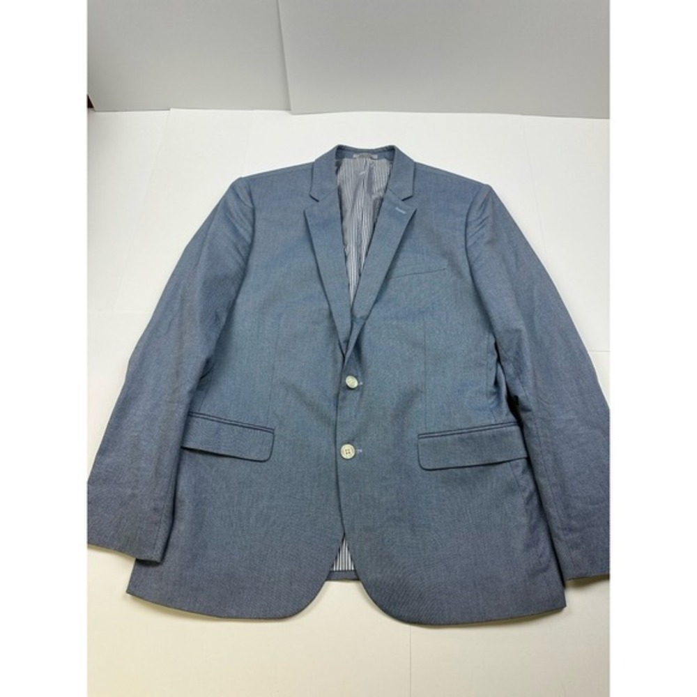 Express Photographer Blazer‎ Jacket Mens 42 Regular Blue Cotton Elbow Patches